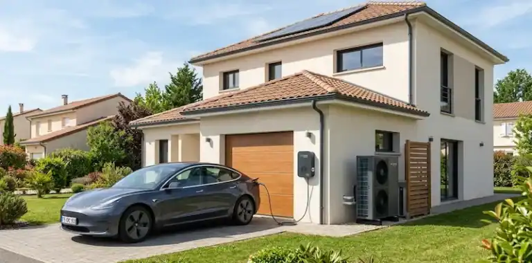 Borne de recharge et pompe à chaleur maison